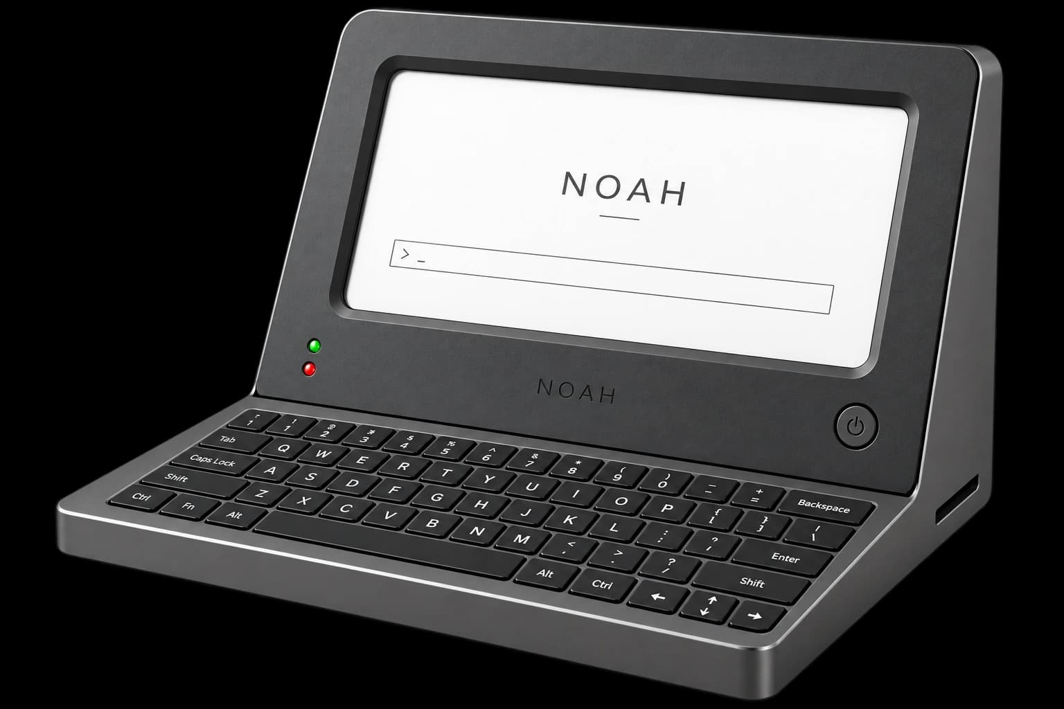 Noah with e-ink screen and recessed keyboard
